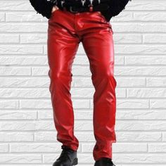 A high-quality genuine leather pant is a must in every men wardrobe. You can find real leather jackets for men at Leather Rend at very affordable prices. If you feel a little creative or know exactly what you want, you can even design your own leather pants online @Leather trend , we are all about customization any design of your choice also . We want you to feel at the top of the world whenever you are wearing one of our appealing and stylish leather Pants for men. FEATURES *OUTSIDE MATERIALS: 100% Lambskin Genuine Leather. *INSIDE MATERIALS: Premium Satin linings. *HARDWARE: Hand Polished Metal hardware. FEATURES 1.DO NOT WASH AND TUMBLE DRY OR DRY CLEAN. 2.DO NOT IRON. 3.CLEAN IN PROFESSIONAL LEATHER CARE CENTRE. Red Fitted Leather Pants, Red Fitted Faux Leather Pants, Leather Pants Men, Leather Pants For Men, Men Wardrobe, Slim Fit Casual Pants, Red Leather Pants, Leather Trend, Mens Leather Pants