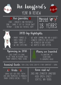 an info sheet for the new year's eve langford's year in review