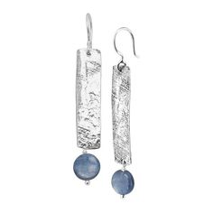 Silpada 'World Ocean' Natural Kyanite Rectangular Drop Earrings in Sterling Silver - World Ocean Earrings: Natural blue kyanites are strung at the base of these rectangular sterling silver drops, suspended freely for a unique, organic look. Earrings measure 2 5/16 by 3/8 inches and feature fish hook back findings. Pieces come with '.925' sterling silver stamps as symbols of guaranteed product quality. Wire Jewelry Patterns, Rectangular Earrings, Ocean Earrings, Opal Drop Earrings, Silver Jewellery Online, Turquoise Drop Earrings, Metal Clay Jewelry, Precious Metal Clay, Basic Jewelry