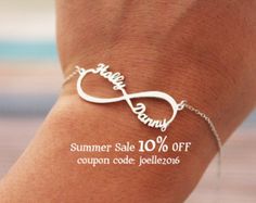 Personalized Infinity Bracelet Double Infinity by BenyDesign Symbol Name, Jewelry For Mom, Initial Charm Bracelet, Bracelets Etsy, Personalized Mother's Day Gifts, Diamond Bar, Infinity Symbol, Personalized Gifts For Her, Name Bracelet