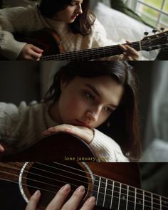 a woman holding a guitar in her right hand