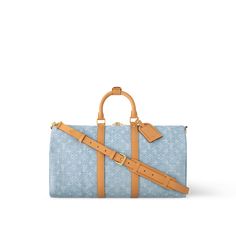 LOUIS VUITTON® - Keepall Bandoulière 45 - Sky Denim Louis Vuitton Keepall 45, Keepall 45, Louis Vuitton Keepall, Duffle Bags, Monogram Bag, Louis Vuitton Official, Wallet Pouch, Business Bag, Tie And Pocket Square