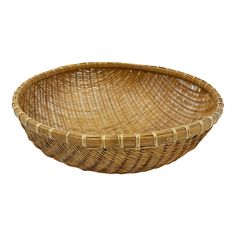 a wicker basket is shown on a white background