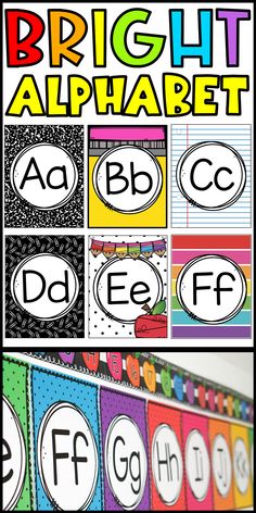 bright alphabet posters with different letters and numbers