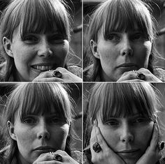 black and white photos of a woman with her hands on her face, looking at the camera