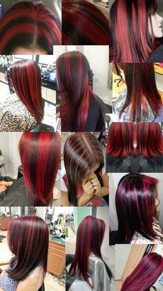 Red Hair Front Strands, Unique Hair Dye Ideas, Unique Hair Dye, Hairstyles With Curled Hair, Hair Front, Wine Hair, Cute Hair Colors