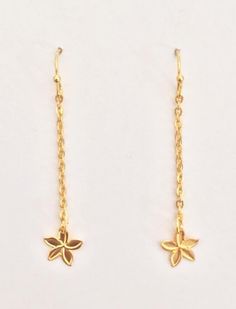 Our tiny plumeria in gold or silver dipped on gold or silver dipped chain & ear wire. Length approx 2". Plumeria is the size of a small pea. Made in Hawaii by Leighton Lam Designs Gold Earrings Dangle, Silver Earrings Dangle, Ear Wire, Gold Earrings, Hawaii