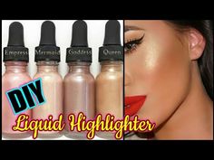 How To Make Liquid Highlighter, Homemade Highlighter Makeup, Diy Liquid Highlighter, Diy Liquid Blush, Diy Highlighter Makeup, Glamor Makeup, Diy Highlighter, Diy Cosmetics Recipes, Diy Natural Makeup