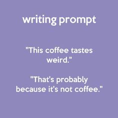 a purple background with the words writing prompt on it and an image of a coffee cup