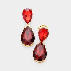 Red Crystal Double Teardrop Gold Earrings Heathers Costume, Rings Red, Red Png, Pageant Earrings, Evening Earrings, Black Peach, Blue Zircon, Red Crystals, Christmas List