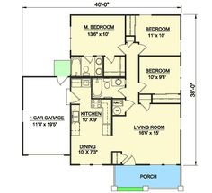 the floor plan for a two bedroom house