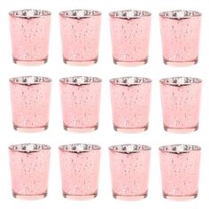 Set of 12 Antique Mercury Glass Votive Cups Bulk Pack-Sold By Case-Koyal Wholesale-Pink-2" D x 2.5" H-Set of 1 (12 PC) Mercury Candle Holders, Votive Candles Wedding, Gold Votive Candle Holders, Gold Votive Candles, Mercury Glass Candle Holders, Mercury Glass Candles, Pink Antique, Mercury Glass Votives, Glass Votives