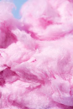 pink cotton floss on a blue sky background