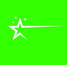 a white star on a green background with stars in the middle and one line going up