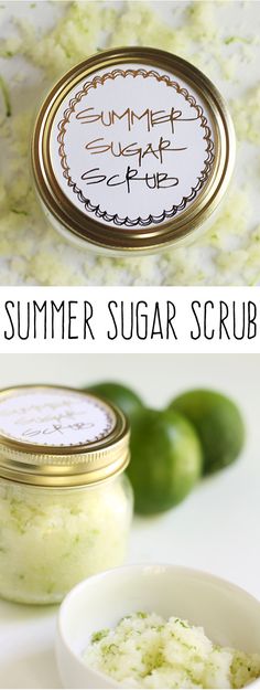 the ingredients for this summer sugar scrub are shown