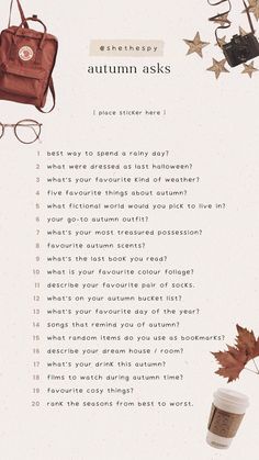 an autumn ask sheet with coffee and other items