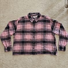 New Without Tags And Never Worn. Levis Boxy Cut Plaid Flannel. Size M Pit To Pit: 24" Shoulder To Bottom: 22" Black Plaid, Pink And Black, Plaid Flannel, Pink Black, Levi's, Black Pink, Plaid, Womens Tops, Tags