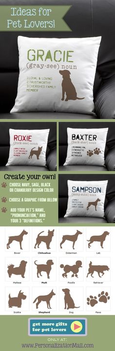 the dog pillow cover is shown in different colors