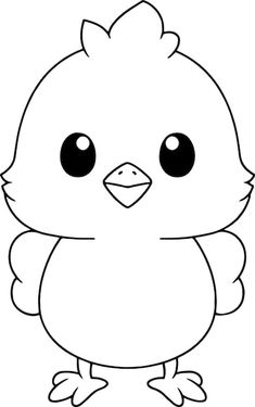 a cute little bird with big eyes coloring pages for kids, free to print and color