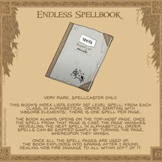 the endless spellbook is open and ready to be read by someone who likes it