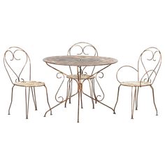 circa 1940 Large French Bistro Table & Chairs Patio Set sku 1846 Table W97 x D97 x H72 cm Weight 12 kg Chairs W42 x D41 x H86 cm Weight 4kg each chair French Country Patio, Iron Bistro Set, French Bistro Table, Parlor Chair, 3 Piece Bistro Set, Dinette Tables, French Bistro, Cafe Style, Table Chairs