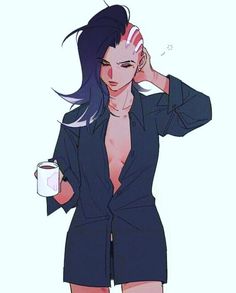 a drawing of a woman holding a coffee cup