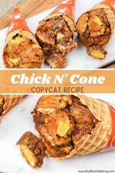 chicken n'cone copycat recipe with text overlay