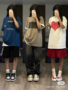 Korean Street Fashion Shorts, Tomboy Outfits With Shorts, Boyish Outfits Korean, Korean Fashion Street Style, Cute Tomboy Outfits, Chinese Street Fashion, Unisex Outfits, Korean Fashion Street, Oppa Gangnam Style