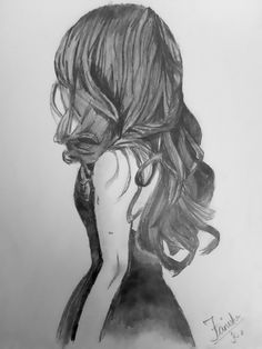 a drawing of a girl with long hair