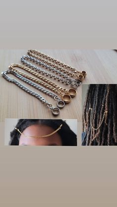 Stainless Steel Chain & Bead Hair Jewelry For Small/Medium Locs, Twist, Braids, Faux Locs, Goddess Locs etc... *Inner hole bead sizes: 4mm 5mm 6mm & 8mm *Available in silver & gold *Choose from 2 size 4mm chain styles *Each has 6 inches of chain *For more purchase options please visit and follow my Instagram and Facebook page @beaditwearitloveit NOT ALL ITEMS ARE LISTED ON ETSY SO SOCIAL MEDIA IS THE BEST WAY TO SEE ALL OF MY CREATIONS AND I KNOW YOU WILL FALL IN LOVE WITH THEM... Beads For Braids, Medium Locs, Faux Locs Goddess, Locs Goddess, Auntie Vibes, Dreadlock Hair, Braids Twist, Chakra Heilung, Accessories Beads