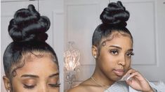 Braided Bun Black Hair, Eco Styling Gel, Bun On Natural Hair, Updo Cabello Natural, How To Bun, Got 2b, Natural Bun Hairstyles, Easy Top Knot, Black Hair Bun