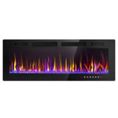 an electric fireplace with multi colored flames