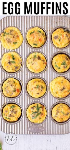 an egg muffin in a muffin tin with the title overlay above it