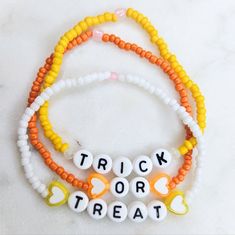 Halloween Holiday Bracelets Are Handmade And Fit A 7-Inch Wrist. Trick Or Treat Set Includes: 3 Seed Bead Bracelets Thank You For Checking Out My Post. Halloween Beaded Bracelet, Holiday Bracelets, Jewelry Halloween, Halloween Bracelet, Halloween Beads, Bead Bracelets, Halloween Jewelry, Seed Bead Bracelets, Orange Yellow