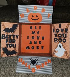 halloween decorations made out of cardboard with words on them