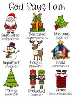 the twelve days of christmas with different words and pictures on it, including an image of santa