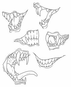 an animal's teeth are shown in black and white