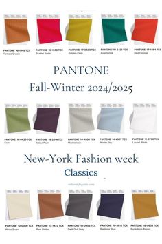 Colors 2024 Fashion, Color Trend 2024/2025, Pantone 2024, Pantone Trends, Fall Color Trend, Pantone Colour Palettes, Color Forecasting, Winter Color Palette