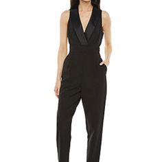 Nwt Super Cute V Neck Jumpsuit, Perfect Condition, Smoke Free Home Chic Fitted Jumpsuits And Rompers With Bib Front, Black Bib Front Jumpsuit For Work, Black Sleeveless Pantsuit For Night Out, Sleeveless Black Pantsuit For Night Out, Black Fitted Sleeveless Pantsuit, Sleeveless Black Pantsuit For Formal Occasions, Beaded Jumpsuit, Gold Jumpsuit, V Neck Jumpsuit