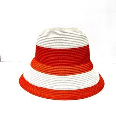 Bucket Hat Orange And White Stripped New Without Tags. One Size