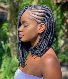 French Braided Ponytail Hairstyles, Bun Braid Hairstyles, Short Box Braid, Short Braided Hairstyles, Girl Braided Hairstyles, Box Braid Styles, Fast Braids, Short Bob Braids, Different Braid Styles