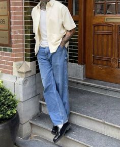 Men Linen Outfit Summer, 90s Fashion Men Outfits, Fashion Men Outfits, Loafers Men Outfit, Jeans Outfit Men, 90s Fashion Men, Classy Outfits Men