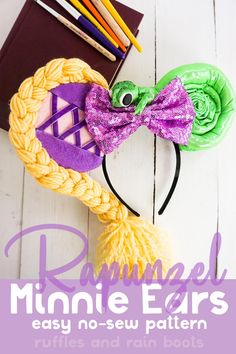 an image of minnie ears made out of yarn and crochet with the title