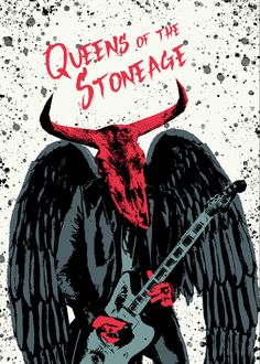 the cover to queens of the stone age's album, with an angel holding a guitar