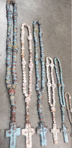 Clay rosaries - BEAUTIFUL DETAIL! GREAT WEIGHT TO THEM ! Come in white/red wash & teal/ brown wash SIZES ARE... 50 INCHES LONG - XL 43 INCHES LONG - L 39.5MEDIUM 26.5 -SMALL 14 INCHES LONG --MINI IF YOU BUY THE MINI REMAINING ON SHIPPING WILL BE REFUNDED TO YOU EVEN PRETTIER IN PERSON Spiritual Rosary With Large Beads As Gift, Adjustable Rosary With Large Beads As Gift, Adjustable Large Beads Rosary As Gift, Condolence Gift, Sheep Art, Horse Decor, Horse Lover, Custom Sign, Rosary