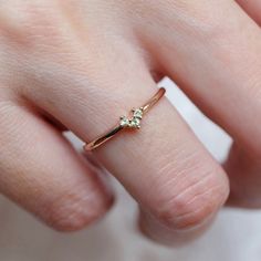 a close up of a person's hand wearing a gold ring with two diamonds