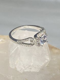 "Cocktail ring sparkling CZ's evening dress sterling silver women girls Size 9.75 Weight. 3.5g Length 5/16\" Width 5/16\" Thinnest part of band 1/8\" Free Shipping & Free Postal Insurance Delivered in a Gift Box If you do not want the ring polished and want to leave the natural patina please let me know at the time of purchase as I do polish rings before I ship rings out. Thanks Free First Class shipping and postal insurance is included. If you want to upgrade to priority kindly pay an addit Word Ring, Irish Rings, Friendship Rings, Celtic Rings, Cat Ring, Sparkling Rings, Everyday Rings, Sterling Silver Bands, Cocktail Ring