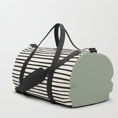 Stripes Sage Green Duffle Bag #Stripes #SageGreen #DuffleBags #travel Almond Cream, Minimalist Pattern