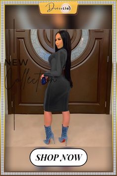 Mesh Velvet Patchwork Long Sleeve Bodycon Dress Knee-length Bodycon Dress For Date Night, Knee-length Bodycon Club Dress, Bodycon Knee-length Midi Dress For Club, Knee-length Bodycon Midi Dress For Club, Velvet Patchwork, Bodycon Dress With Sleeves, Stiletto Boots, Sleeve Bodycon Dress, Long Sleeve Bodycon