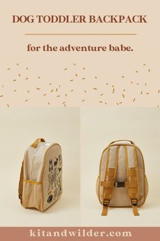 Puppy toddler backpack at Kit & Wilder. This backpack for kids is great for going camping, to kindergarten or staying overnight somewhere. Machine washable this is the perfect bag for all of kids messes, perfect for ages 2+. Made of linen this gender neutral back pack has dogs all over for that animal and dog lover baby. Shop our other styles of kids back packs to get one for each of your kids' school year. The perfect adventure kids bag all around. Backpack For Traveling, Kids Mess, Sustainable Backpack, Board Books For Babies, Best Travel Backpack, Going Camping, Kids Bag